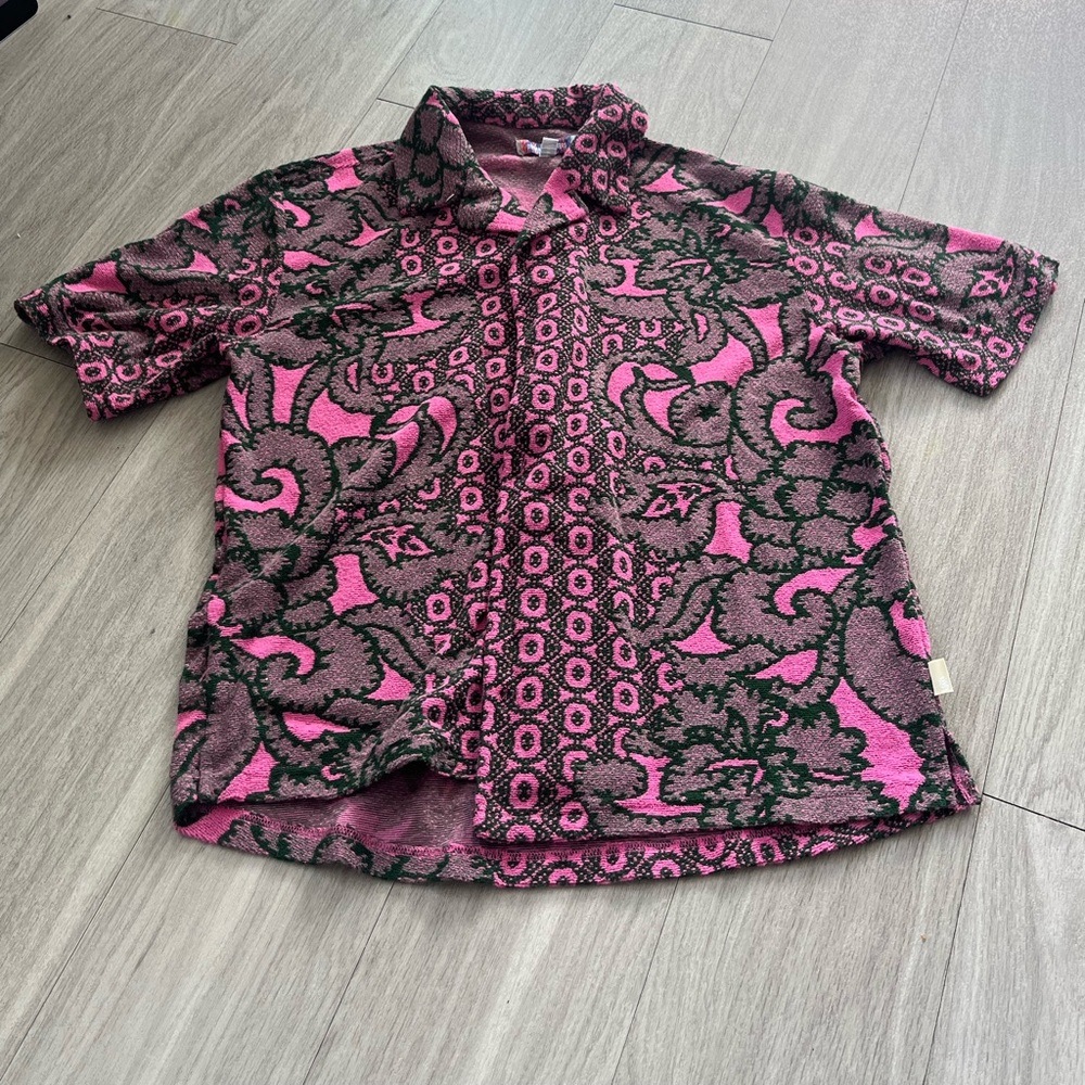 Zara Pink and Black Casual Button Down Shirt
